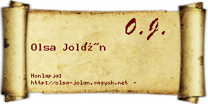 Olsa Jolán névjegykártya